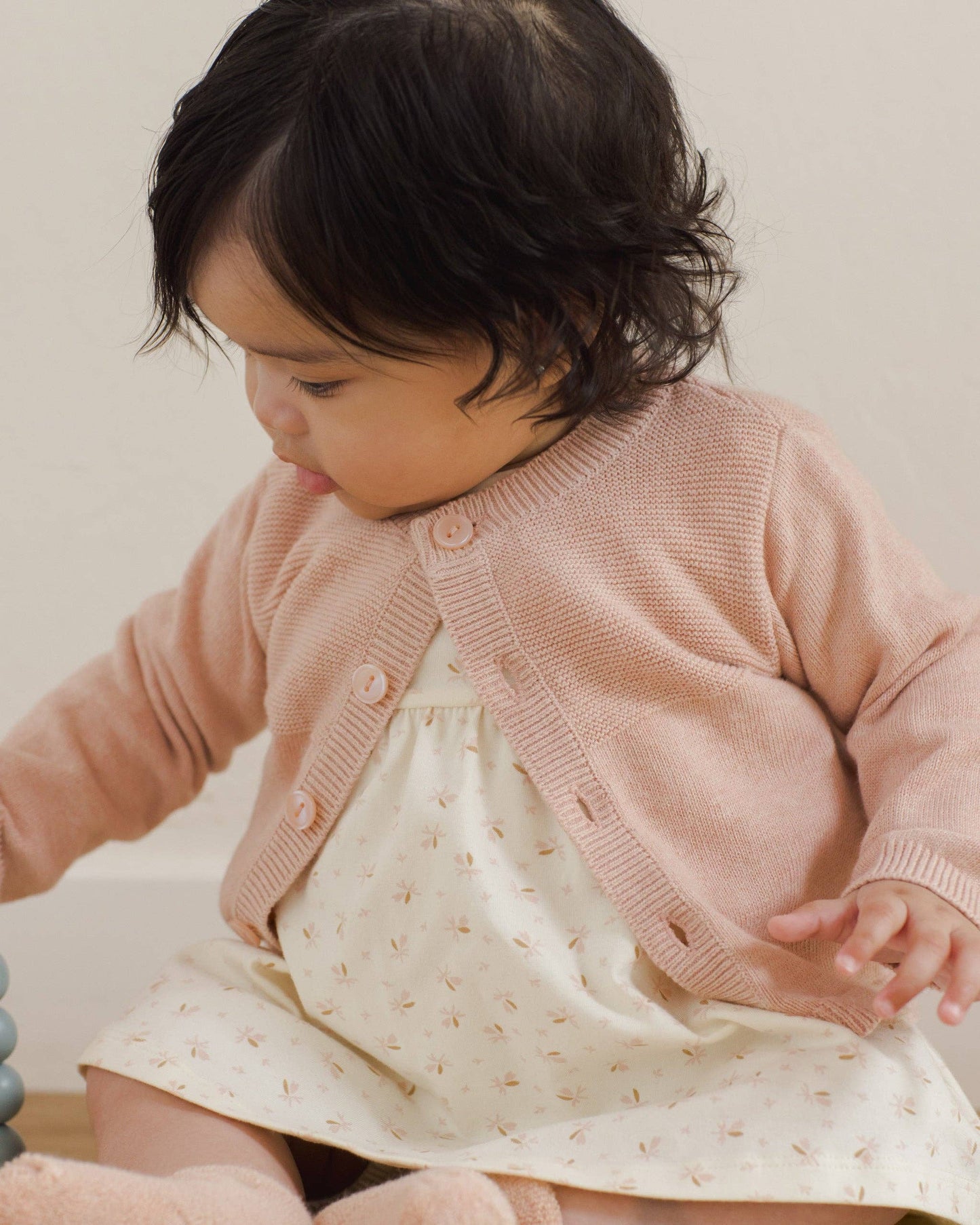 Knit Cardigan - Heathered Rose
