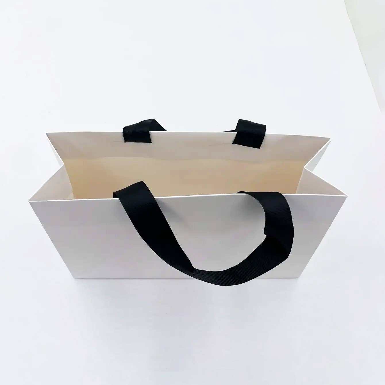 Premium Threaded Rope White Paper Gift Bag w/ free tissue: Small