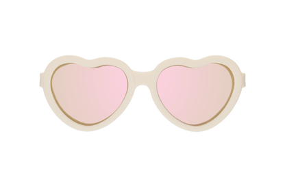 Sweet Cream Polarized Heart Sunglasses with Mirrored Lens