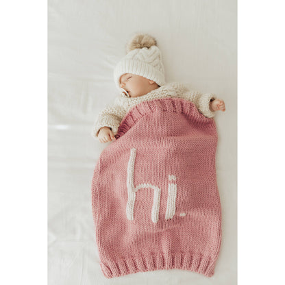 Hi. Hand Knit Baby Blanket Rosy Pink: Rosy