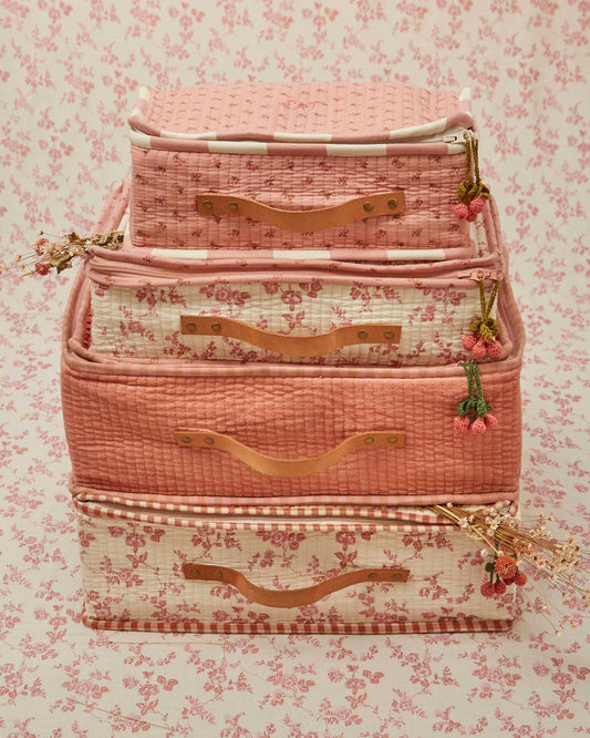 Large Suitcase - Ecru & Pink Floral