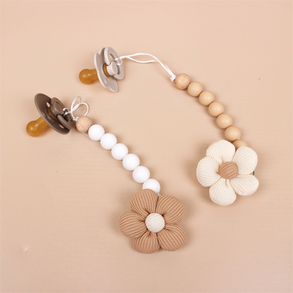 Annie&Charles® silicone pacifier chain FLOWER: Beige Flowers