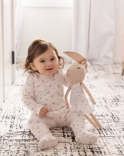 Cameo Florals Footie: Soft Pink / 3 Months