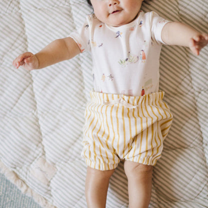 Short Sleeve Shoulder Snap One-Piece - Explore The World