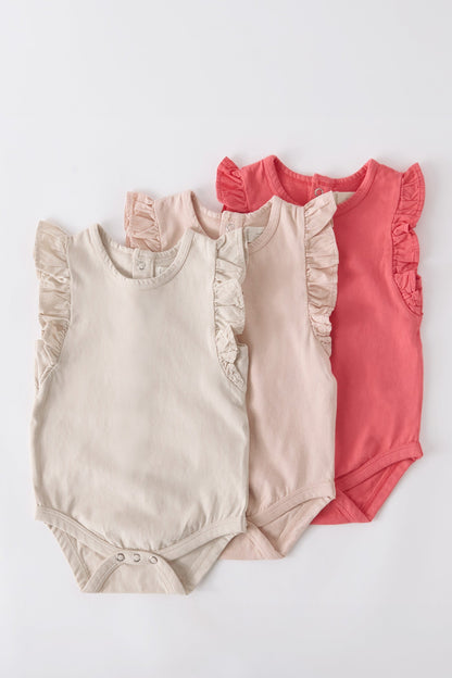 Garment Dye Flutter One-Piece - Soft Peony