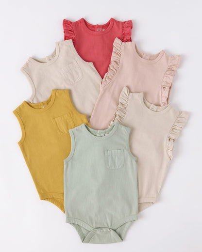 Garment Dye Flutter One-Piece - Soft Peony