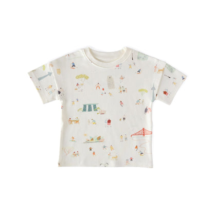 Dropped Shoulder Short Sleeve T-Shirt - Explore The World