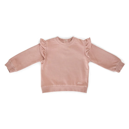 French Terry Baby Ruffle Sweatshirt - Soft Peony