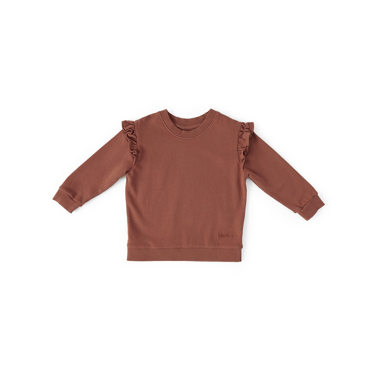 French Terry Toddler Ruffle Sweatshirt - Clay