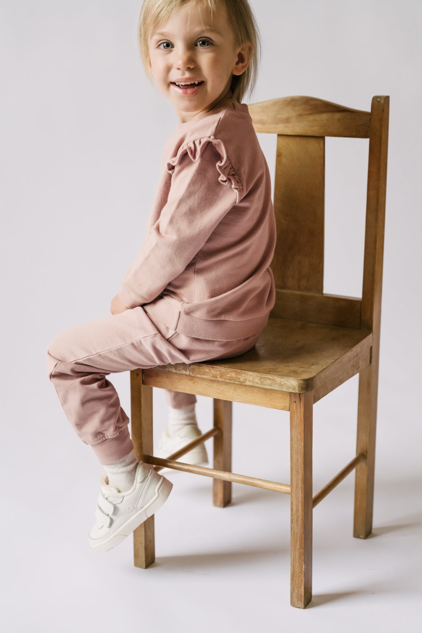 French Terry Toddler Ruffle Sweatshirt -Soft Peony