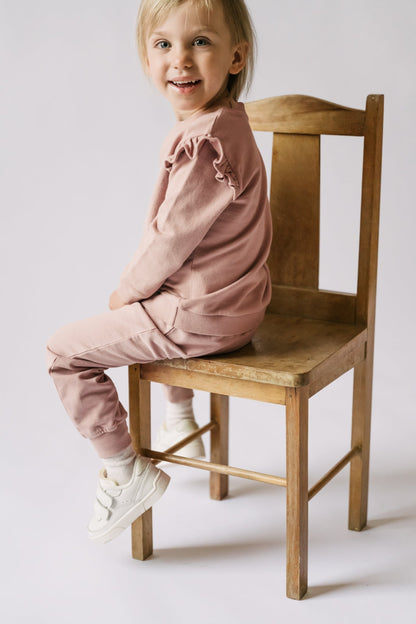 French Terry Toddler Ruffle Sweatshirt -Soft Peony