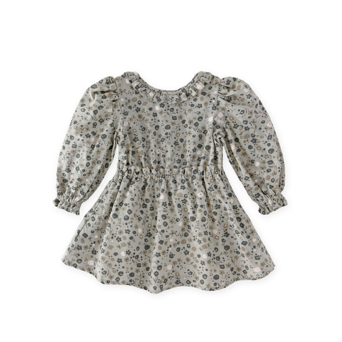 Ruffle Puff Sleeve Dress - Forget-Me-Not