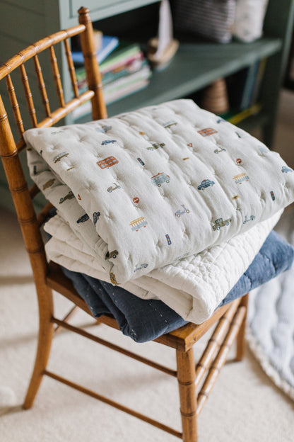 Quilted Chambray Blanket - Rush Hour