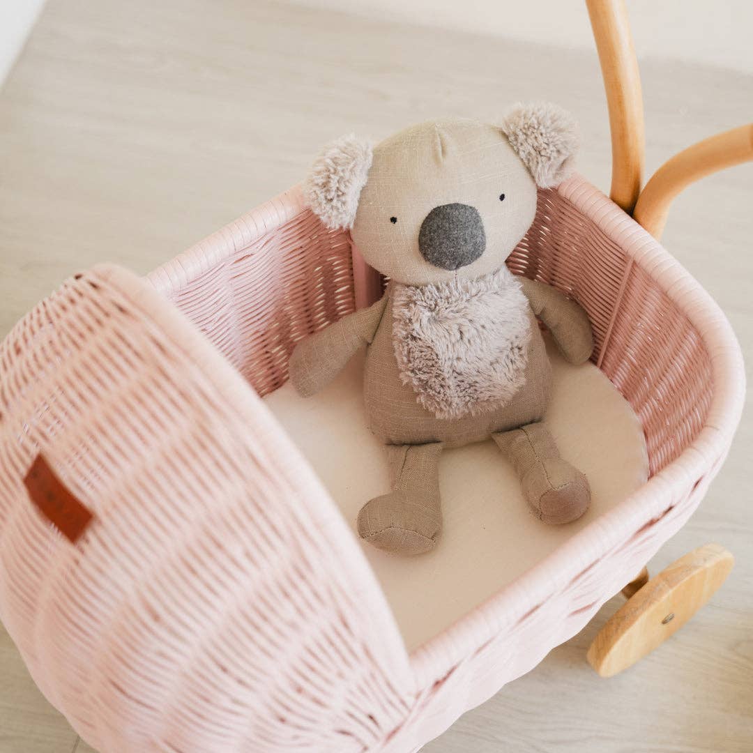 Handcrafted - Colette Doll Stroller (Pink) - Rattan Wicker