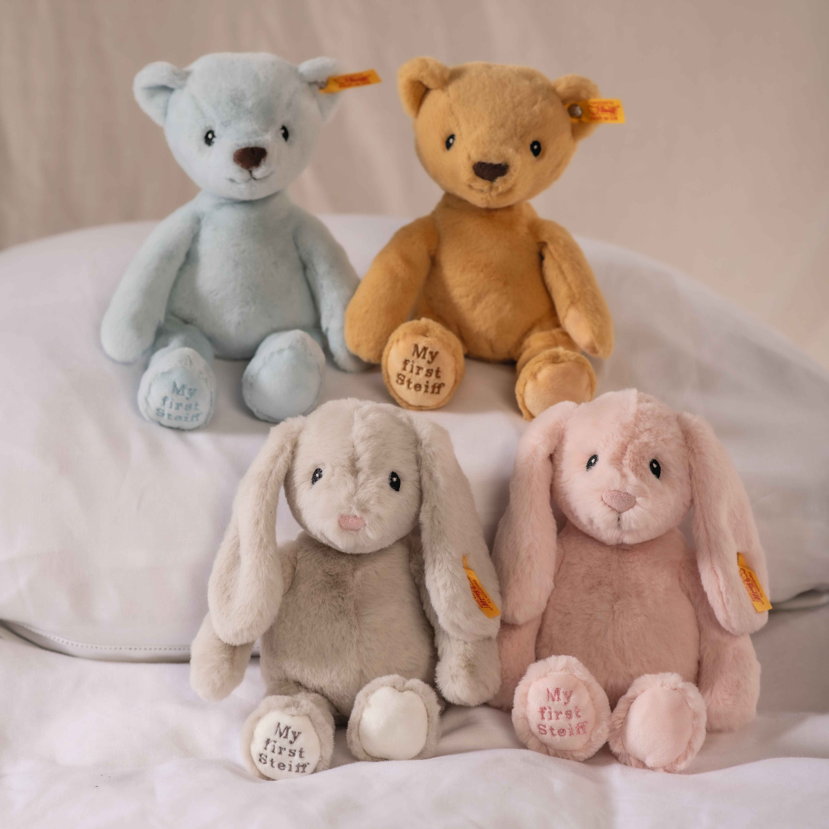 My First Steiff Hoppie Rabbit Baby Toy, 10 Inches