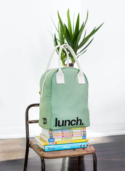 Zipper Lunch Bag - ‘Lunch’ Moss