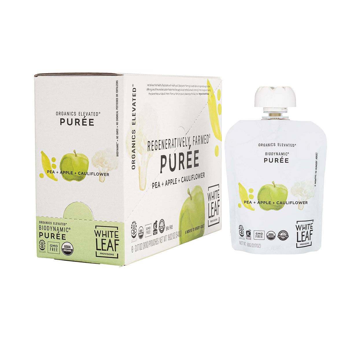 Organic Regenerative Pea + Apple + Cauliflower Puree: 24 (90g) pouches