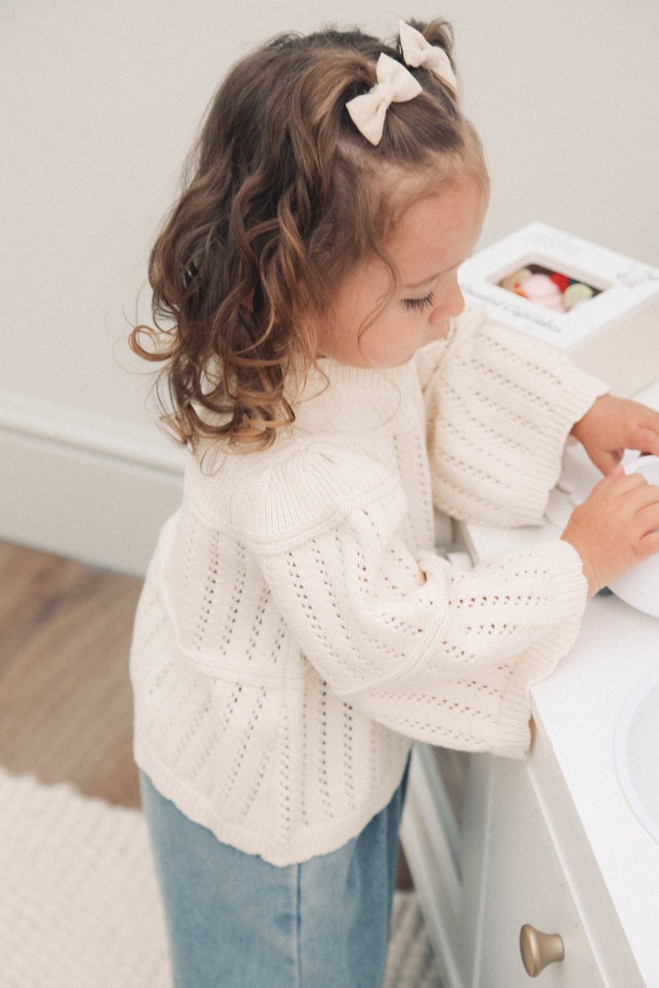 Cream Cotton Flare Sleeve Knit Jumper: 3-4y