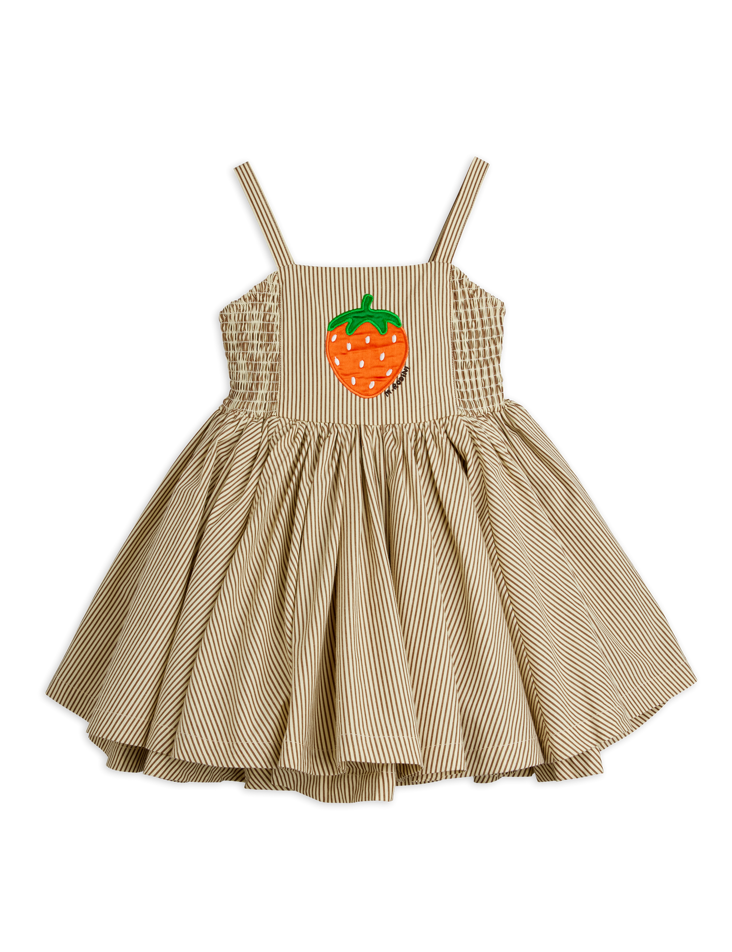 Poplin Strawberry Smock Dress: Brown