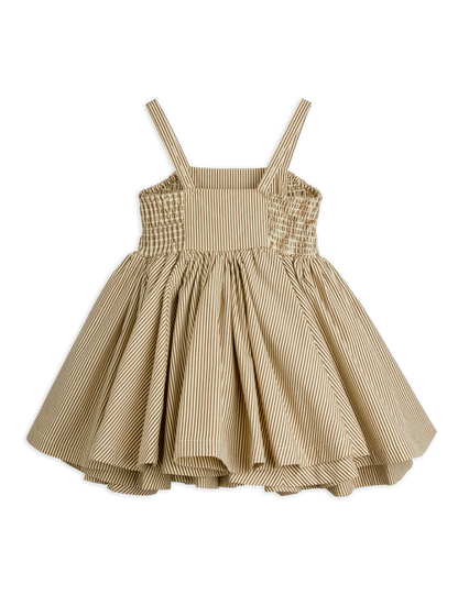 Poplin Strawberry Smock Dress: Brown