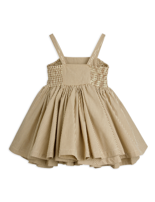 Poplin Strawberry Smock Dress: Brown