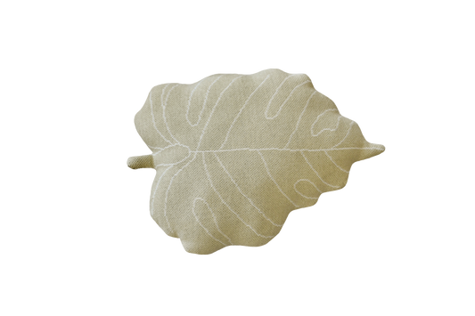 Knitted cushion Baby Leaf Olive: 100% cotton 
Filler: 100% polyester / 11" x 1' 4"