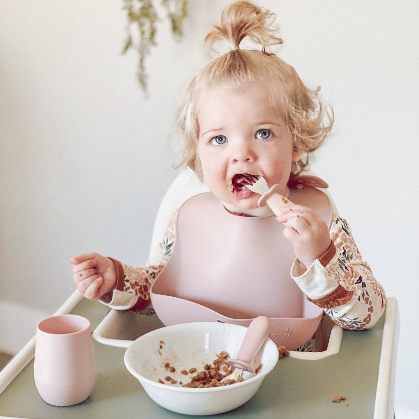 Ali+Oli Spoon & Fork Learning Set for Toddlers (Pink) 6m+