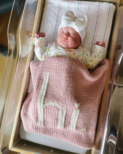 Hi. Hand Knit Baby Blanket Rosy Pink: Rosy