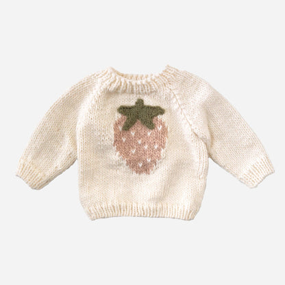Strawberry Pullover Sweater Baby Kid Fall Winter Fruit: Cream / S 12-24m