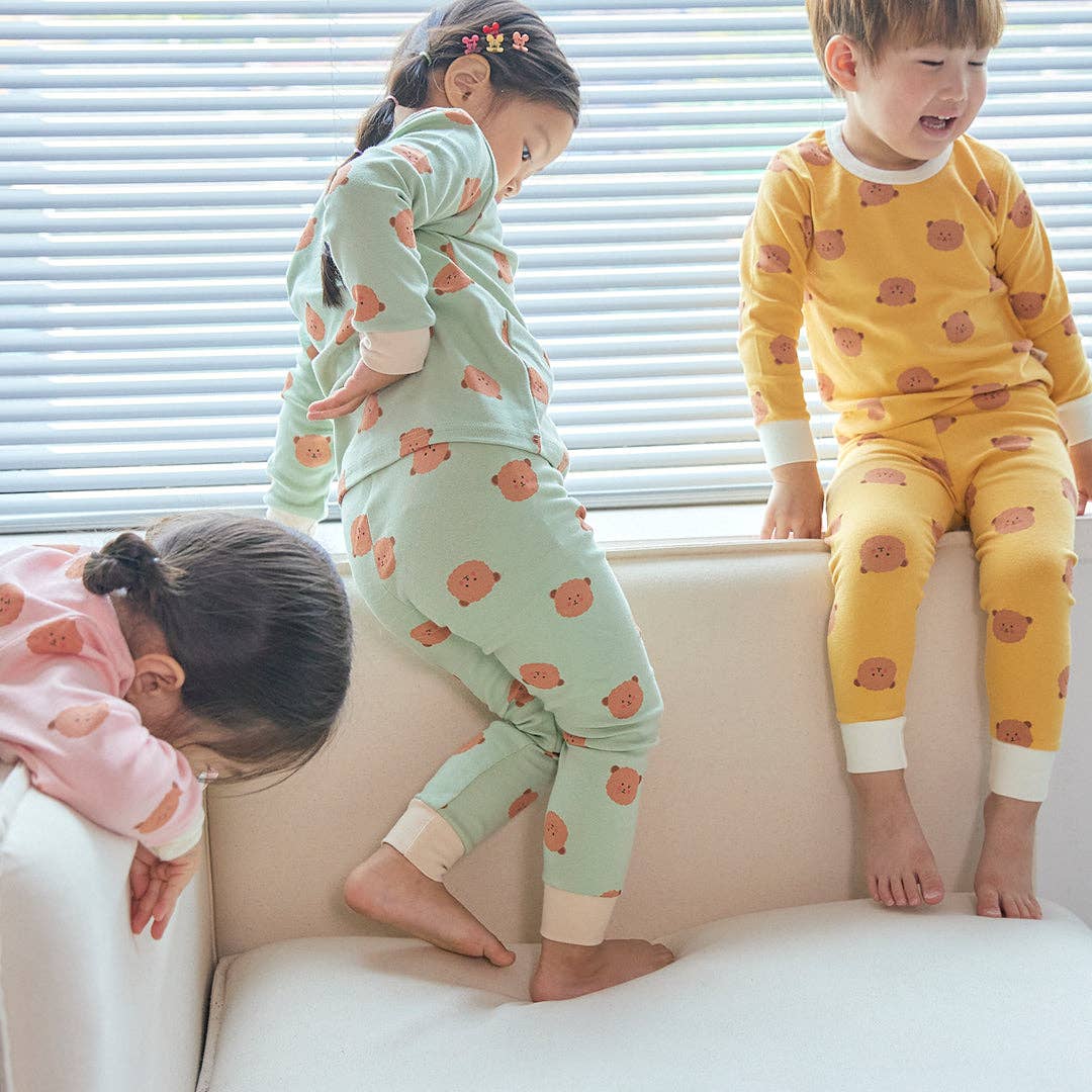 BabyRabbit Teddy Bear Long Sleeve Set: Pastel Green / 12M-18M