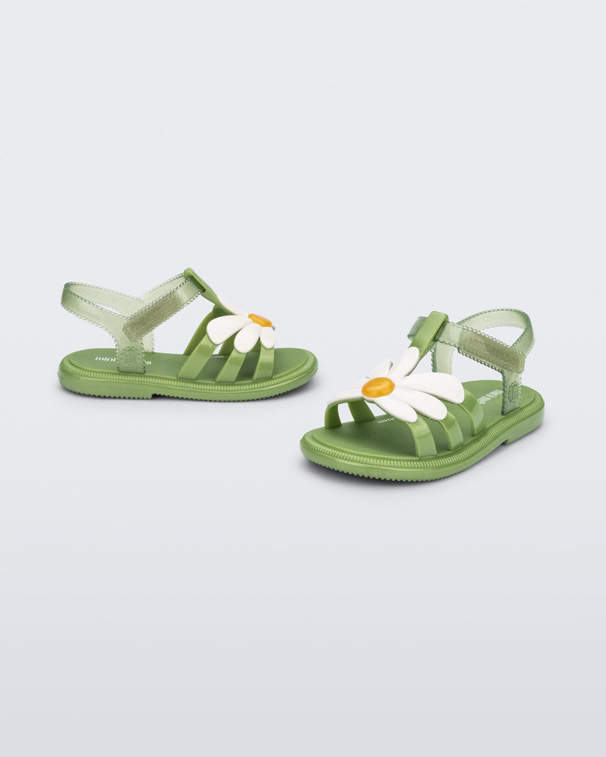 Mini Melissa Hip Bloomy Baby Sandals: Green
