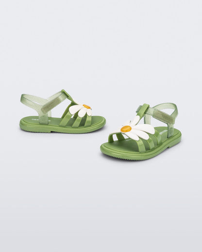 Mini Melissa Hip Bloomy Baby Sandals: Green