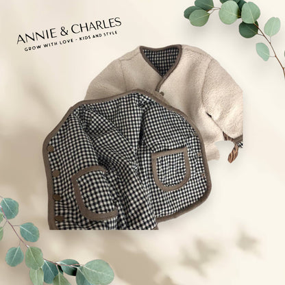 Annie & Charles® fluffy reversible jacket: Coffee