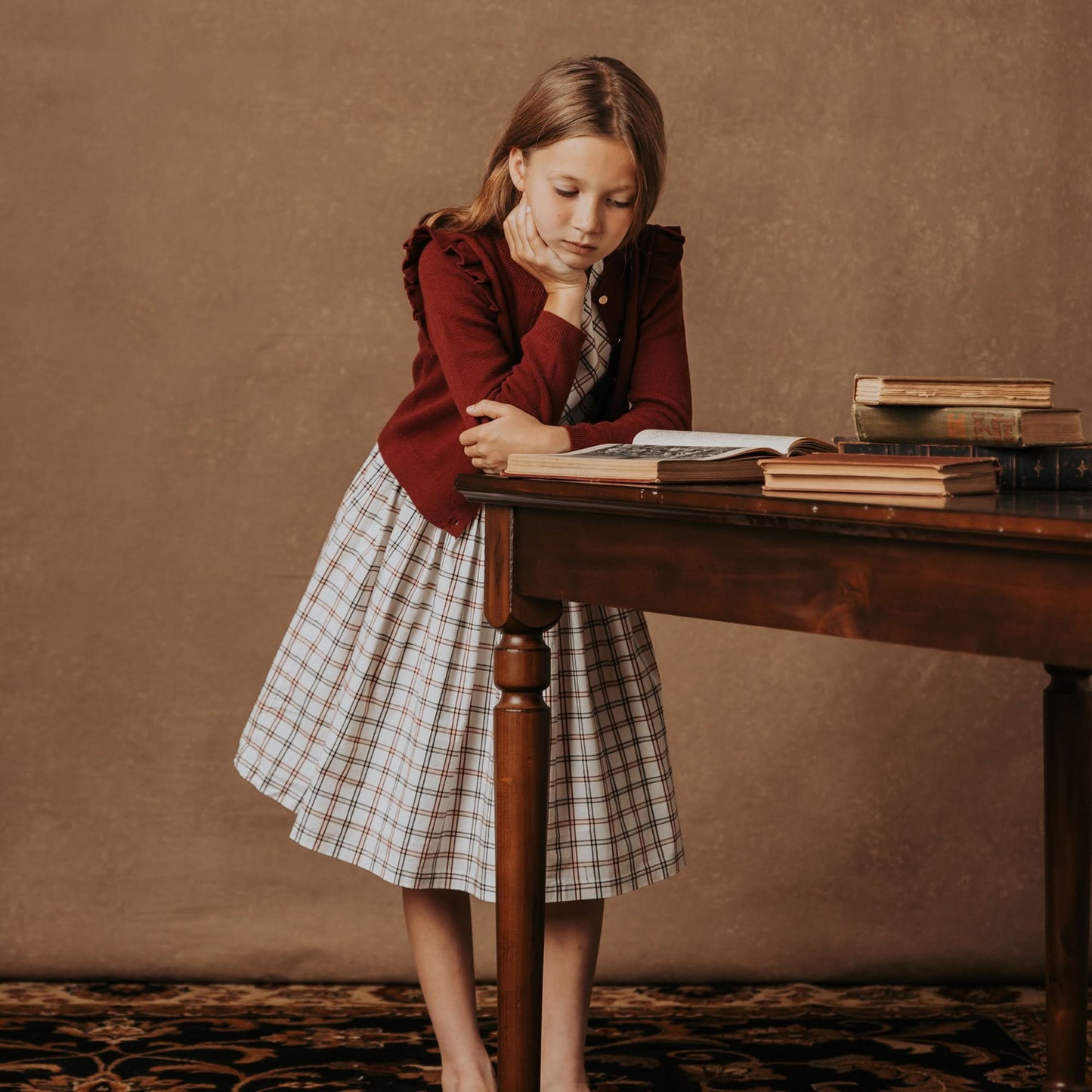 Organic Stretch Poplin Sash Dress: Homeroom Check / 2T