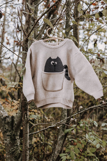 Annie & Charles® animal knitted sweater: Beige bear