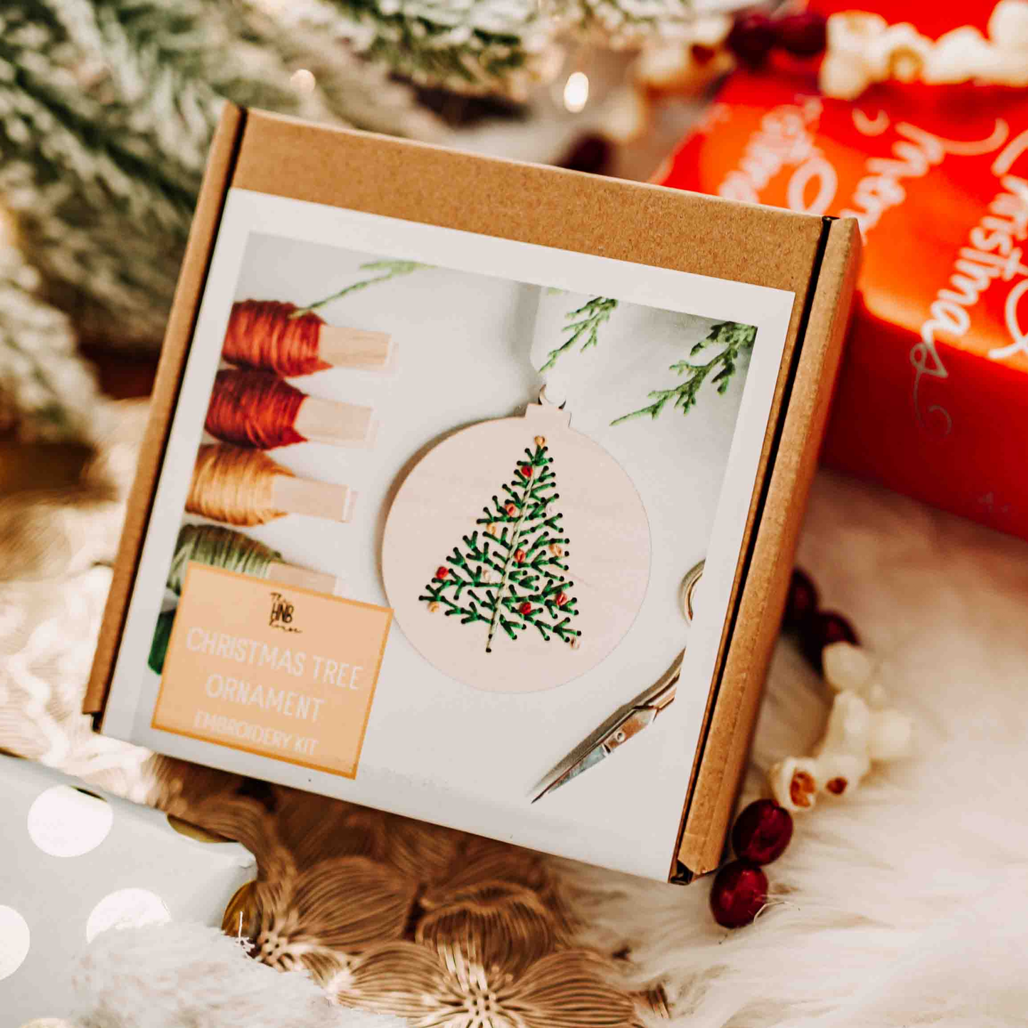 Christmas Tree Ornament Embroidery DIY Kit: Boxed