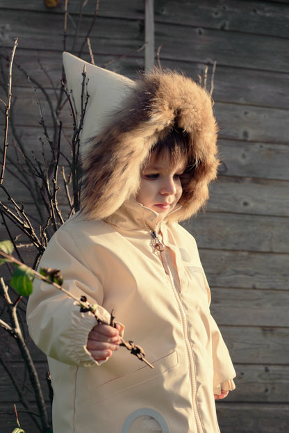 Warm Waterproof & Snowproof Kids' Winter Coat (Creamy White)