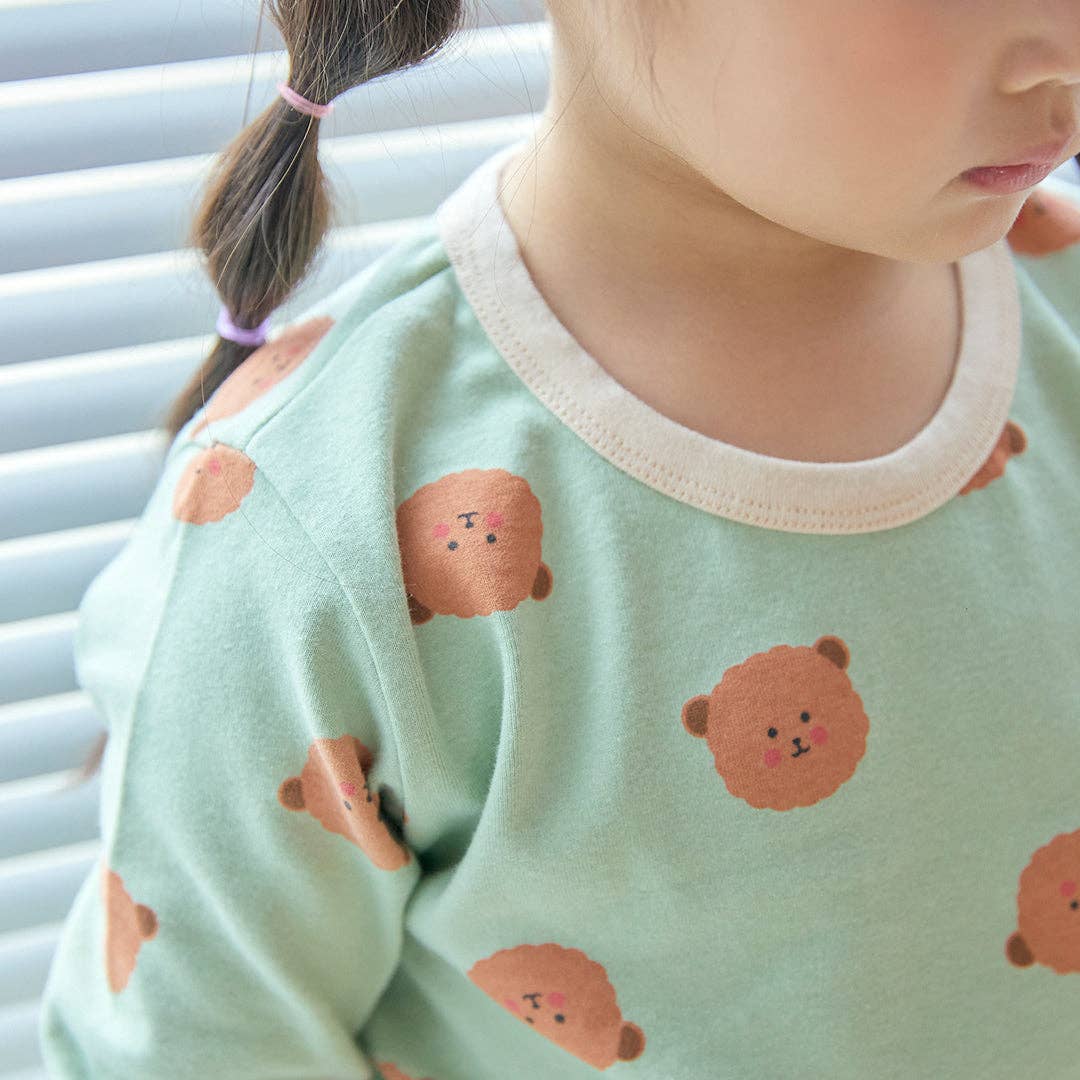 BabyRabbit Teddy Bear Long Sleeve Set: Pastel Green / 12M-18M