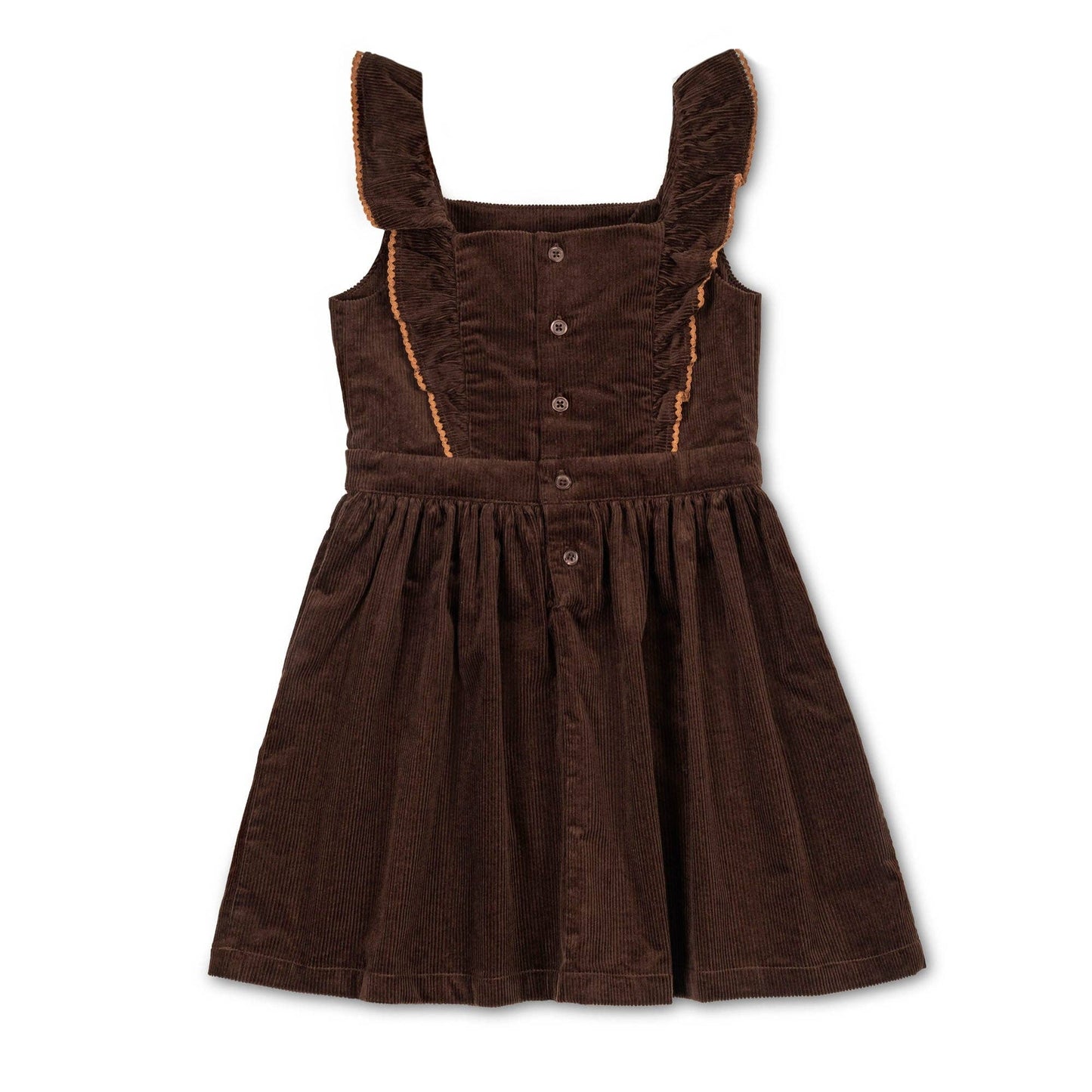 Organic Corduroy Ruffle Jumper: Chocolate / 3
