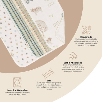 Charlie 3-pc. Farmhouse Tractor Burp Cloth Set