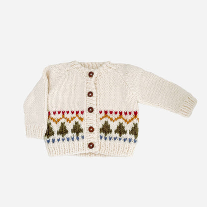 Tree Fair Isle Cardigan | Kid Baby Fall Christmas Sweater: M; 2-3Y