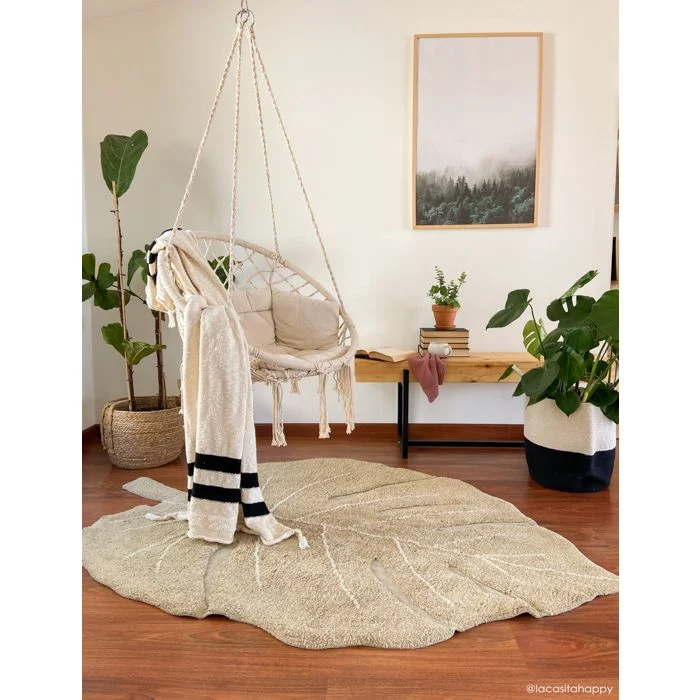 Washable Rug Monstera Olive: 5'11" x 4'