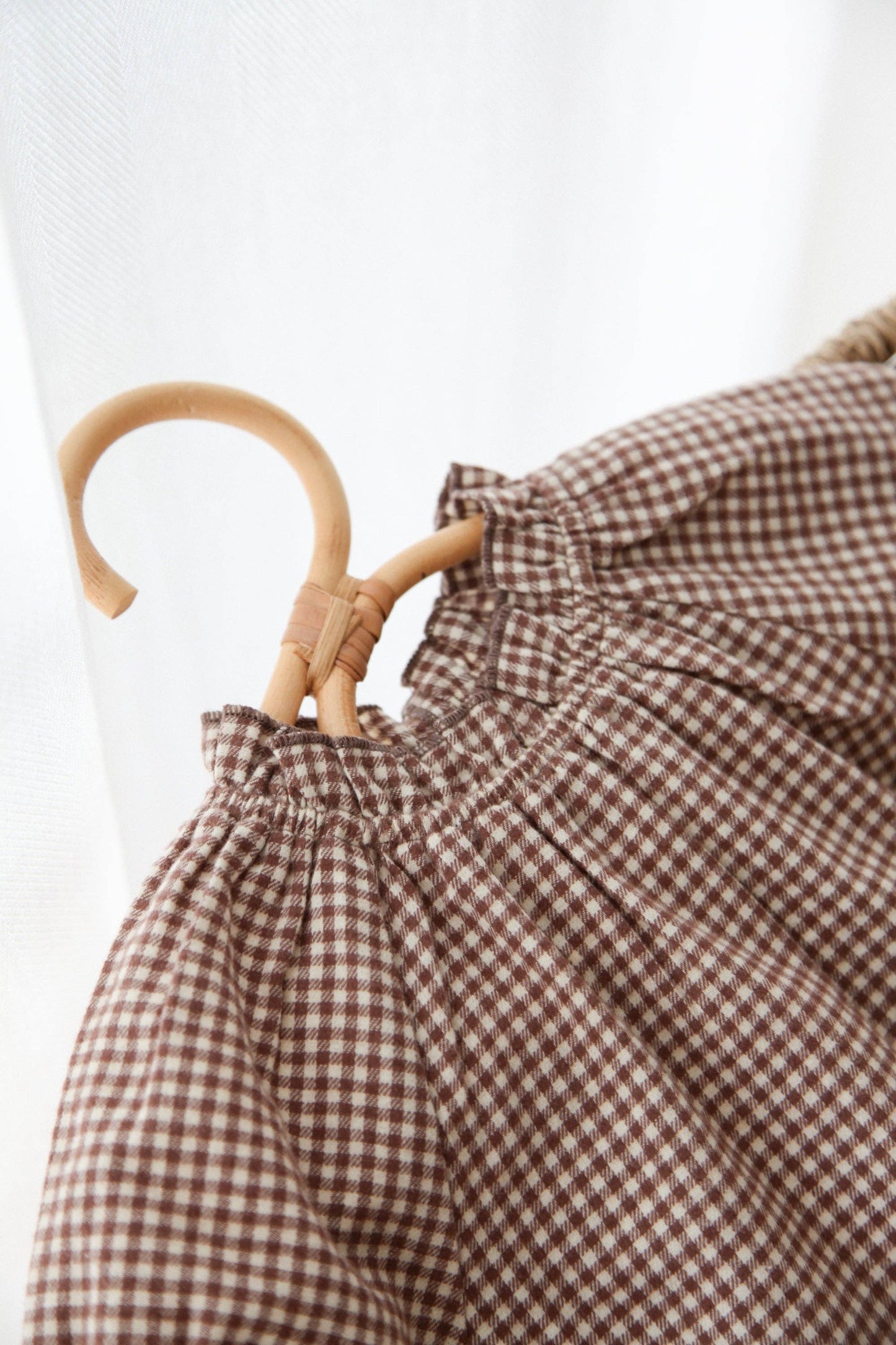 Brown/Gingham Bow Sleeve Blouse & Bloomer Set: 12-18m