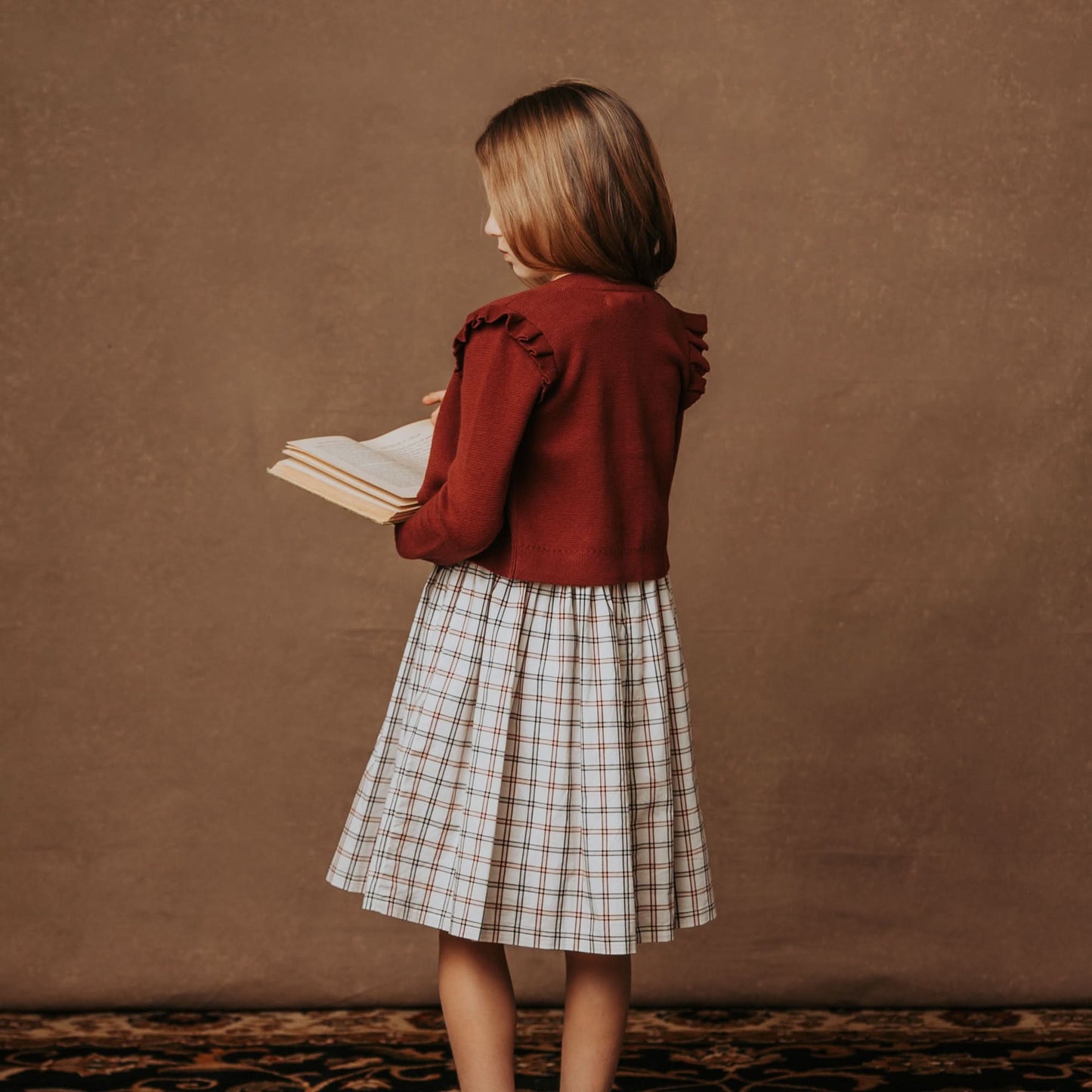 Organic Stretch Poplin Sash Dress: Homeroom Check / 3