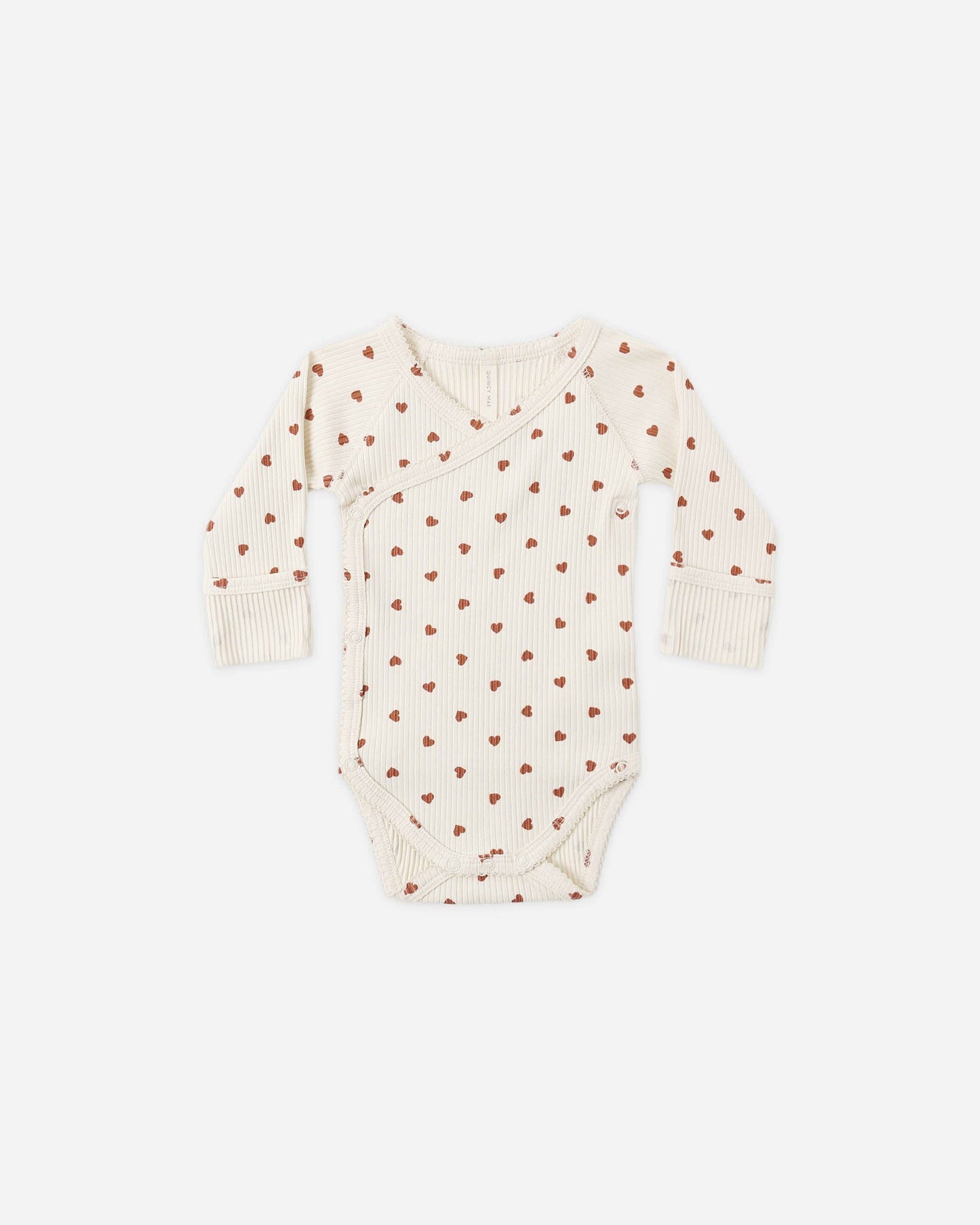 Side Snap Bodysuit - Red Hearts
