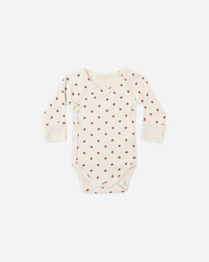 Side Snap Bodysuit - Red Hearts