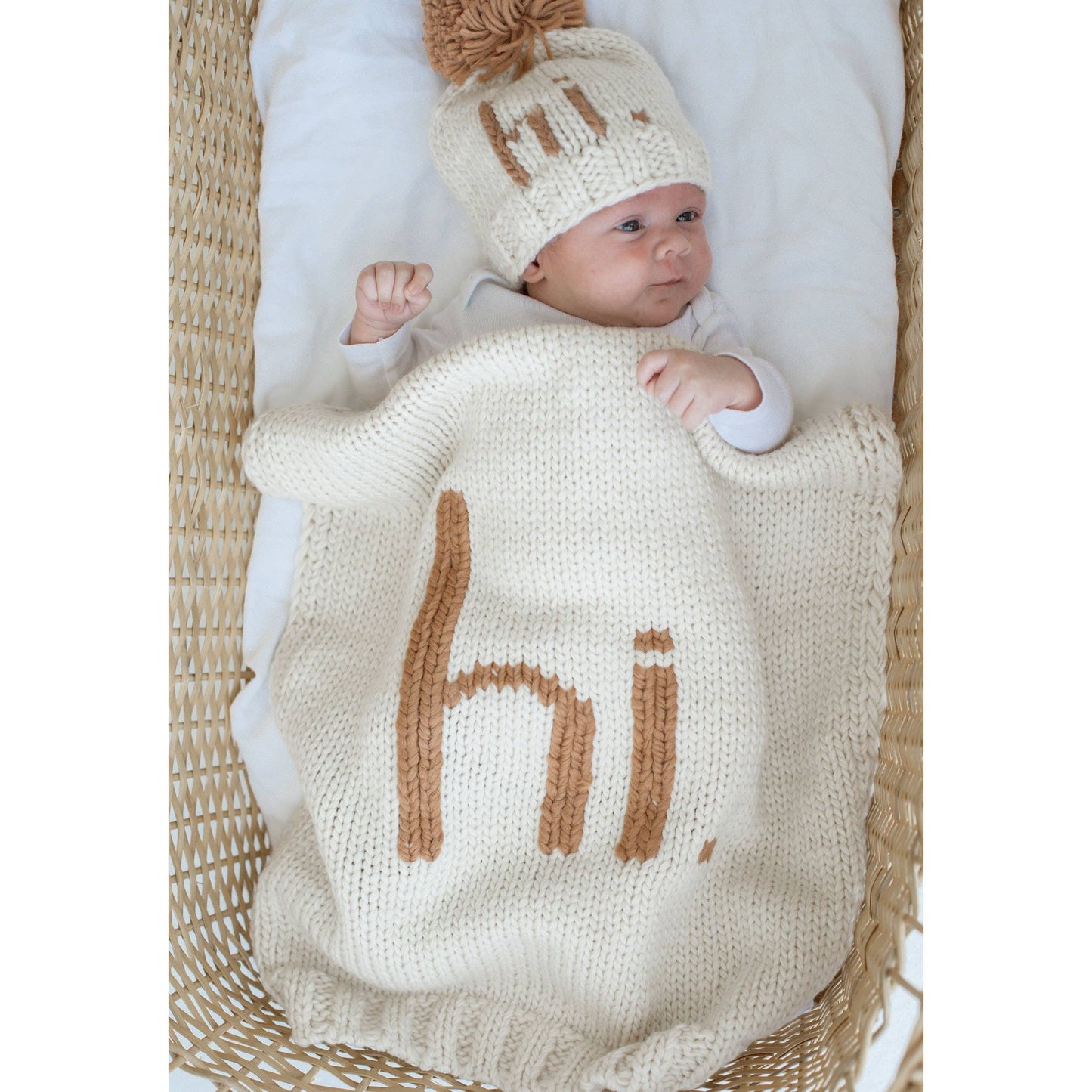 Hi. Hand Knit Baby Blanket Pecan: Pecan