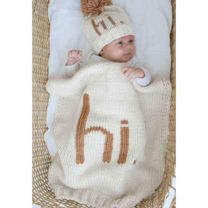 Hi. Hand Knit Baby Blanket Pecan: Pecan