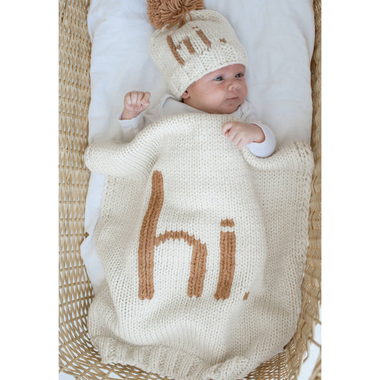 Hi. Hand Knit Baby Blanket Pecan: Pecan