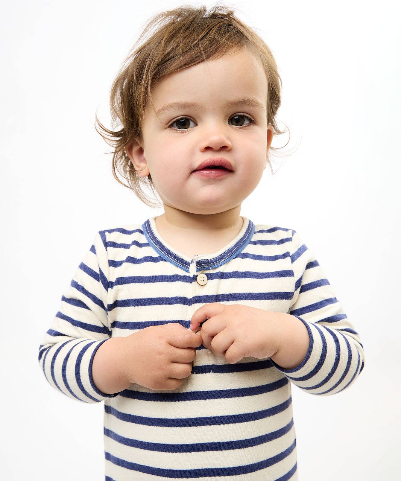 Campbell Romper, Navy Stripe